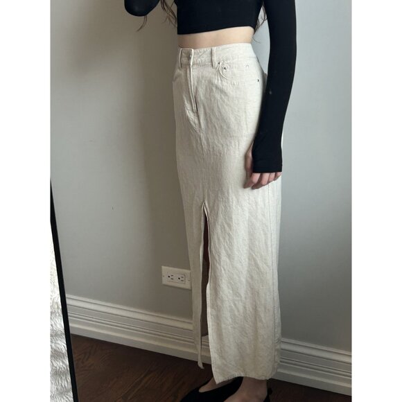 H&M Linen-Blend Midi Skirt Size 6 – Lightweight Breathable Summer Essential - Picture 13 of 13